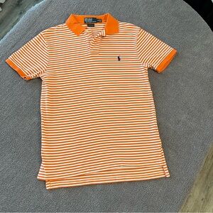 Ralph Lauren Orange and White Striped Polo Shirt